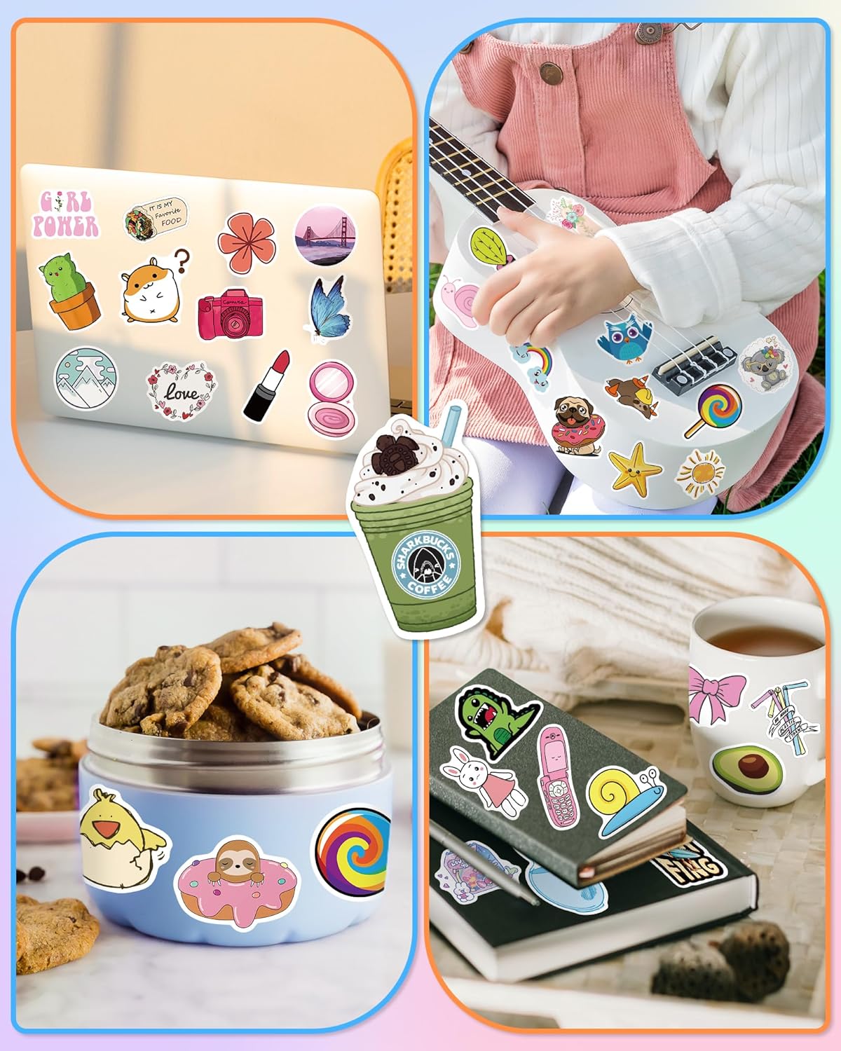 Sticker for Water Bottles, 300 Pcs/Pack Cute Vinyl Waterproof Vsco Laptop Stickers for School Students Gifts Classroom Teachers Prizes Stickers for Kids Teens Girls