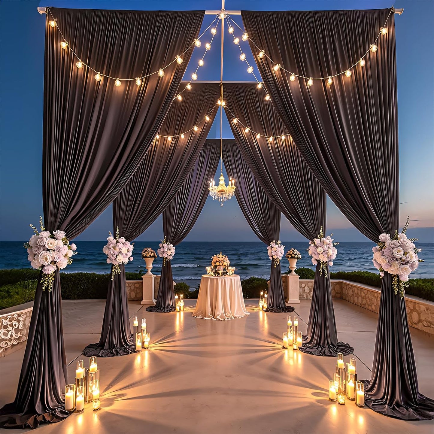 PartyVillage 20ft×15ft Brown Backdrop Curtain for Wedding Parties, 4 Panels Wrinkle Free 15 FT Long Polyester Photo Backdrop Drapes Back Drop Cloth for Birthday Photography Background