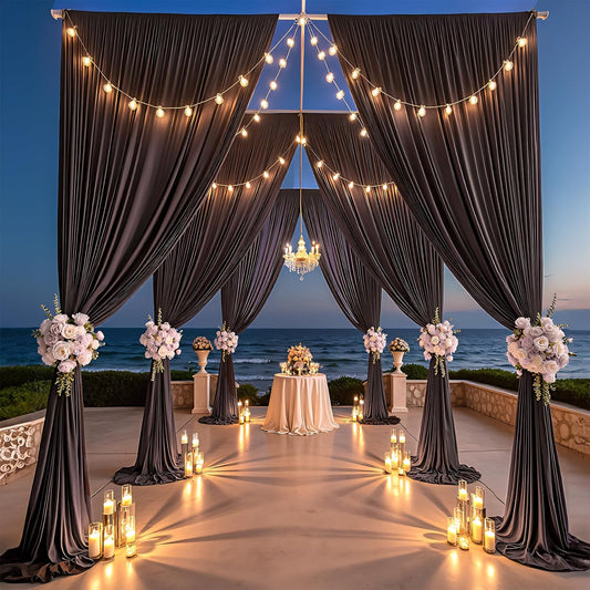 PartyVillage 20ft×15ft Brown Backdrop Curtain for Wedding Parties, 4 Panels Wrinkle Free 15 FT Long Polyester Photo Backdrop Drapes Back Drop Cloth for Birthday Photography Background