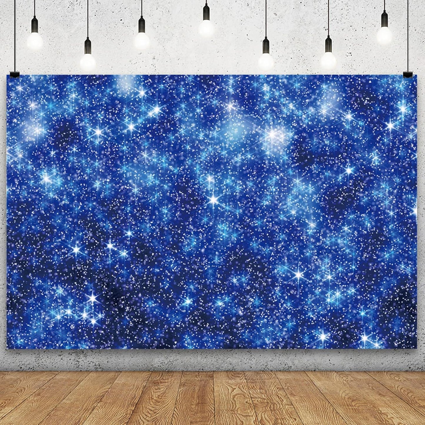 YongFoto Blue Glitter Backdrop 8x6.5ft Silver Light Spots Navy Blue Sequin Bokeh Photography Background Birthday Bridal Shower Wedding Photography Background Party Banner Decor Portraits Photoshoot