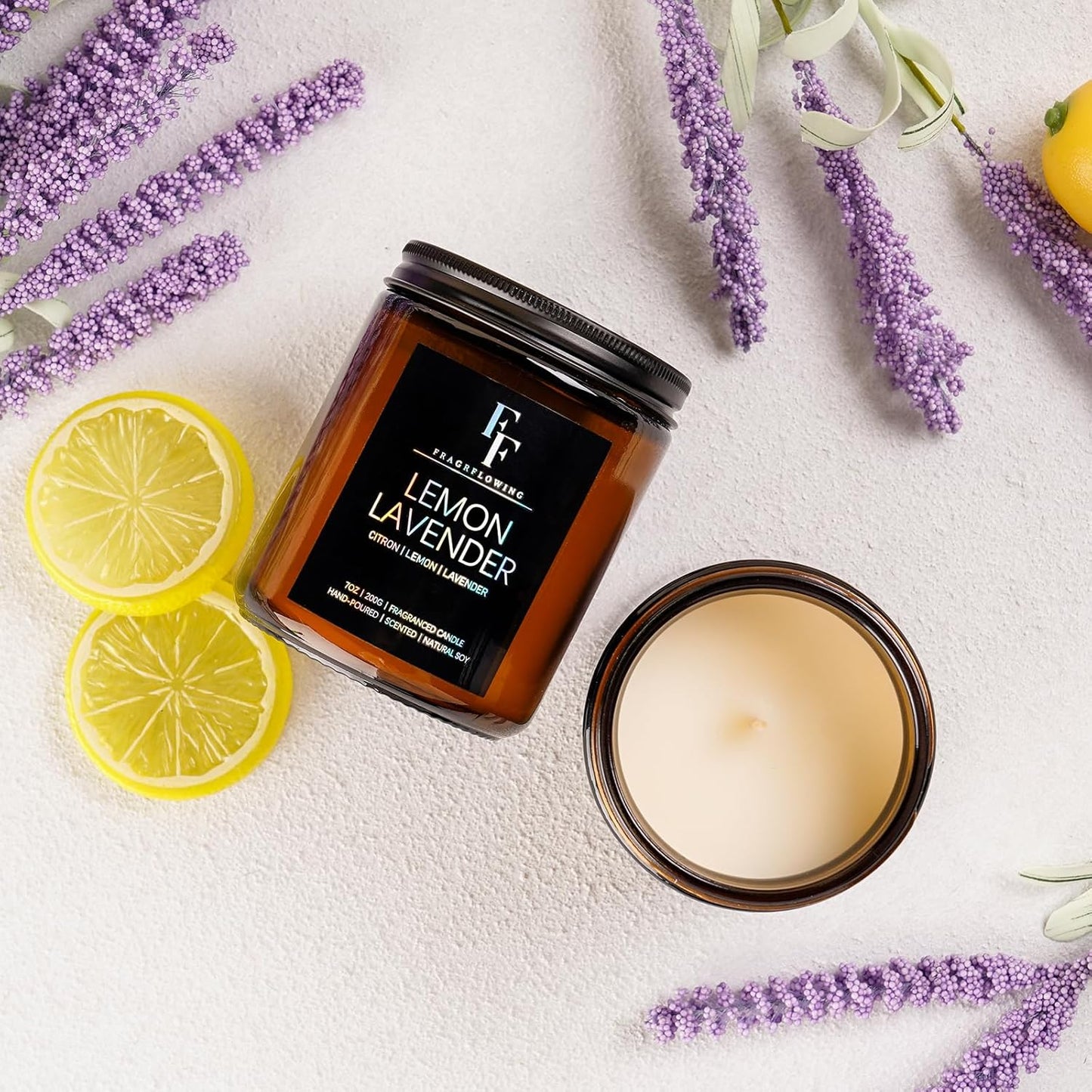 Scented Candles for Home Scented Aromatherapy Candles, 4 Pack 28 Oz Soy Wax Candle Gift Set for Women Men (Lemon Lavender/Vanilla Sugar/Sandalwood Rose/Moroccan Amber)