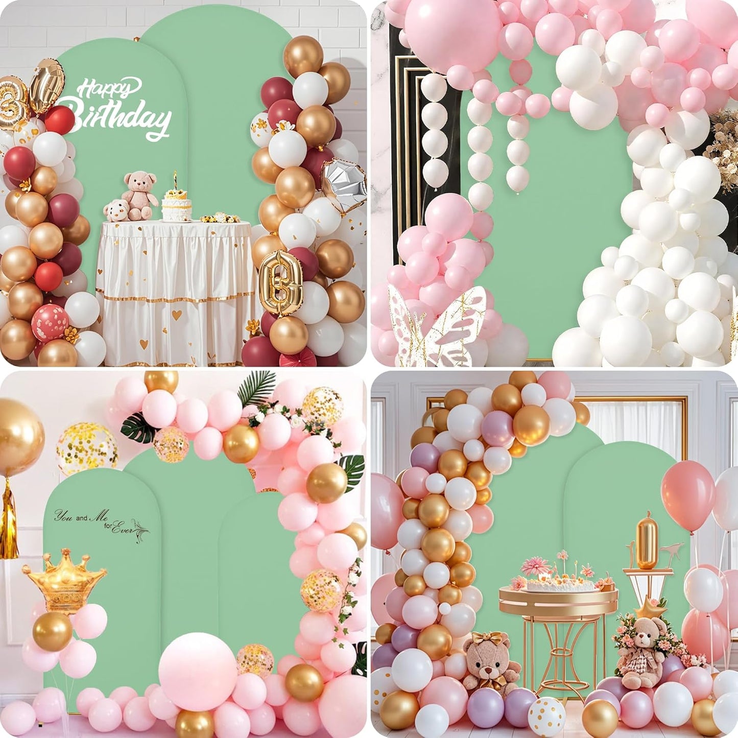 6.6FT Wedding Arch Covers Arch Backdrop Cover Arch Stand Covers Set Arch Cover Spandex Fabric Stretchy Backdrop for Wedding Birthday Party Decoration Baby Shower (Mint Green)