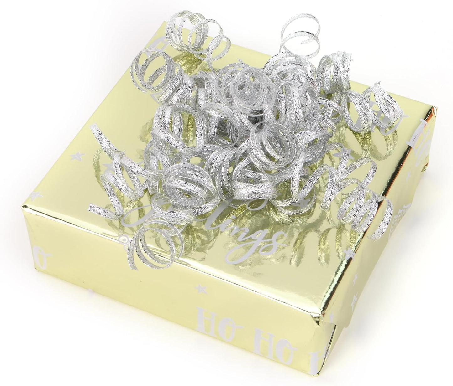 6" Metallic Silver Christmas Curly Ribbon Bows for Gift Wrapping Self Adhesive Gift Bows for Holiday Decor, Baskets, Birthday, Wedding, Presents, Party Favors Decorations 6 Counts