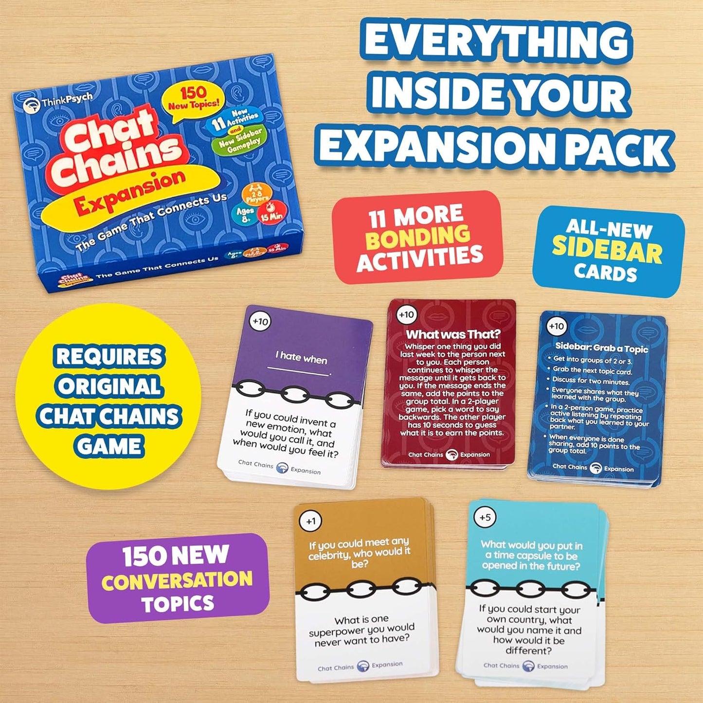 ThinkPsych Chat Chains Expansion Pack - Counseling Games & Therapy Games for Teens - Social Skills Games for Kids, Play Therapy Toys, Speech Therapy Games - Ages 8-99