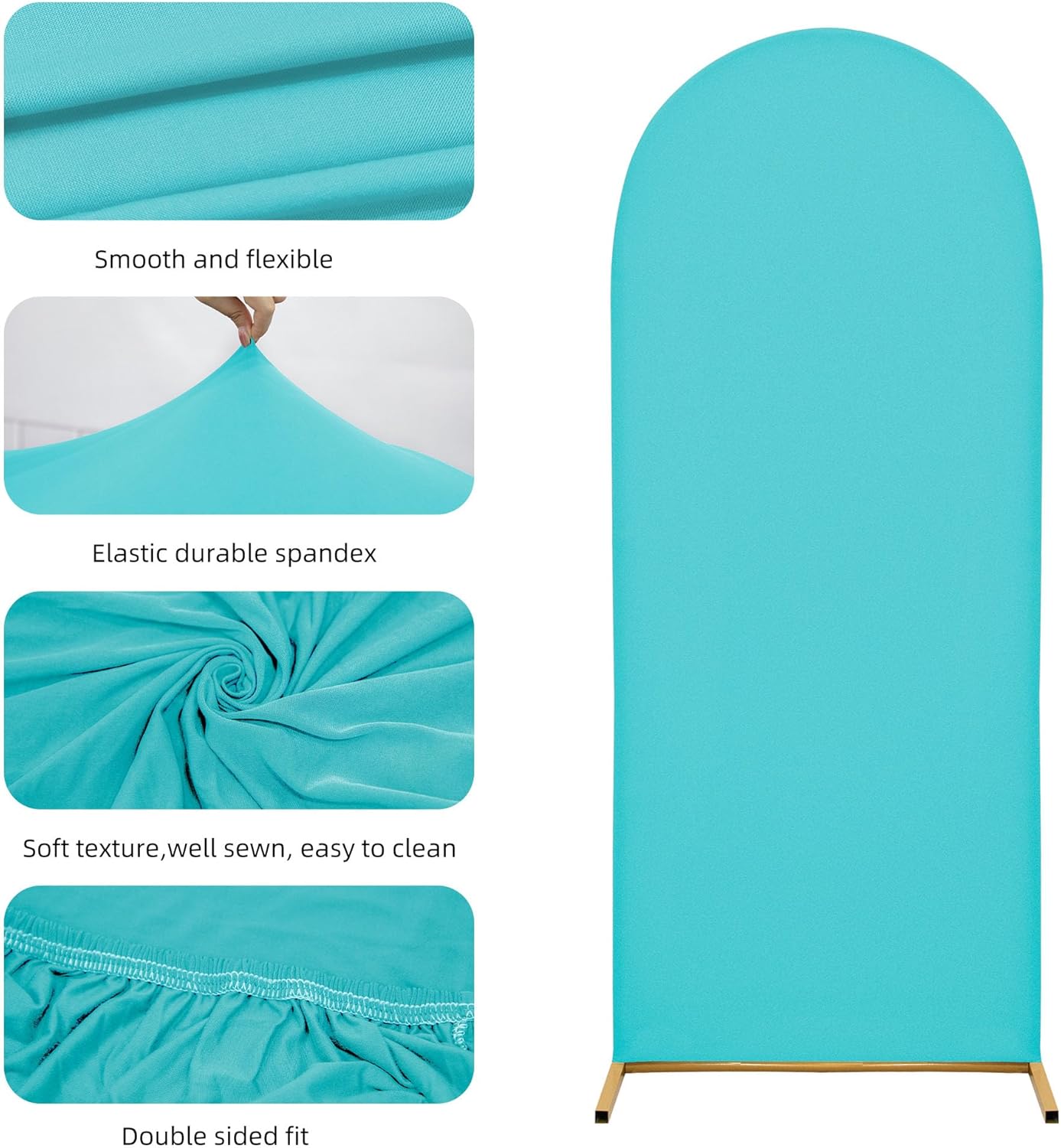 Wedding Arch Cover 7.2FT 6FT Arch Backdrop Cover Spandex Fitted Arch Cover for Round Top Chiara Backdrop Stand Covers for Wedding Birthday Party Baby Shower Banquet Ceremony Decoration