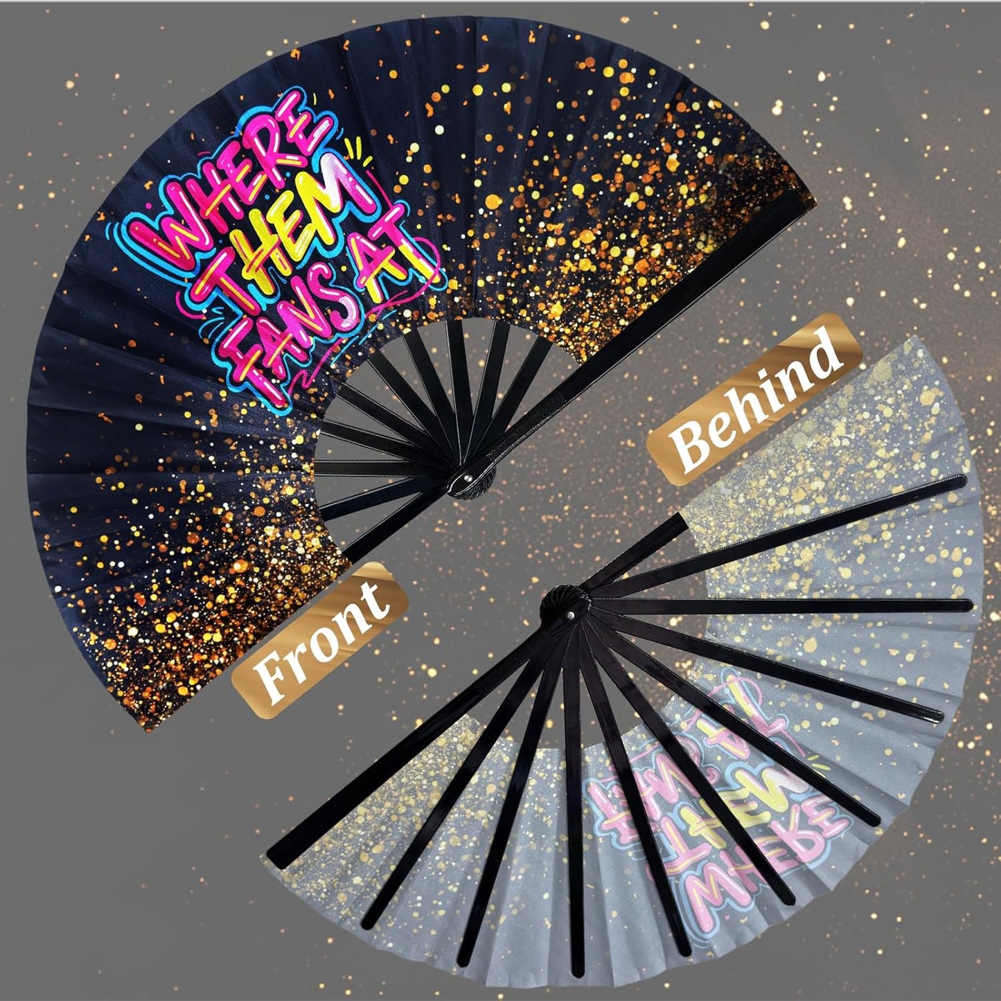 13 Inch Large Clack Hand Fan for Western Line Dance - Where Them Fans at Cowgirl Loud Popping Folding Fan for Country Dancing, Music Festivals, Performances & Weddings Parties