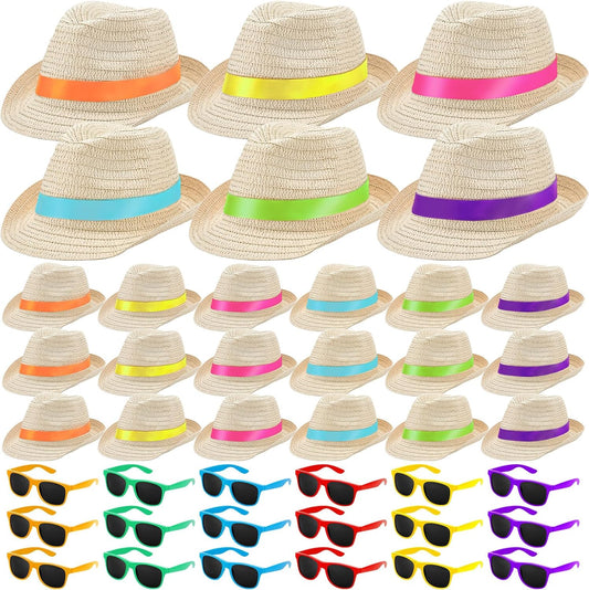 Newcotte Straw Hats, Havana Cubans with Sunglass Hawaiian, Birthday Party Supplies