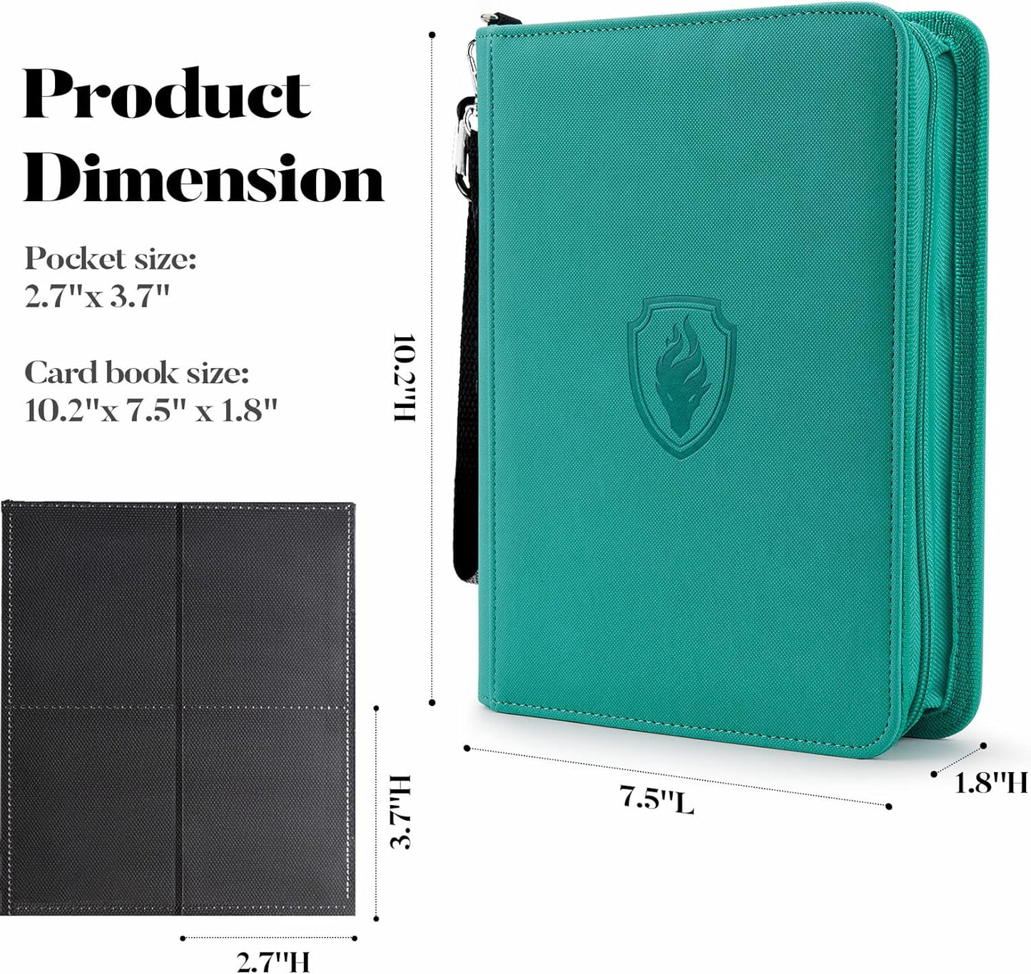 4 Pocket Card Binder for 320 Cards, Fabmaker Premium Zip Trading Card Binder, Portable PU Card Collection Binder, Collector Card Album, Card Folder for MTG, TCG, Sports Cards, Game Cards (Turquoise)