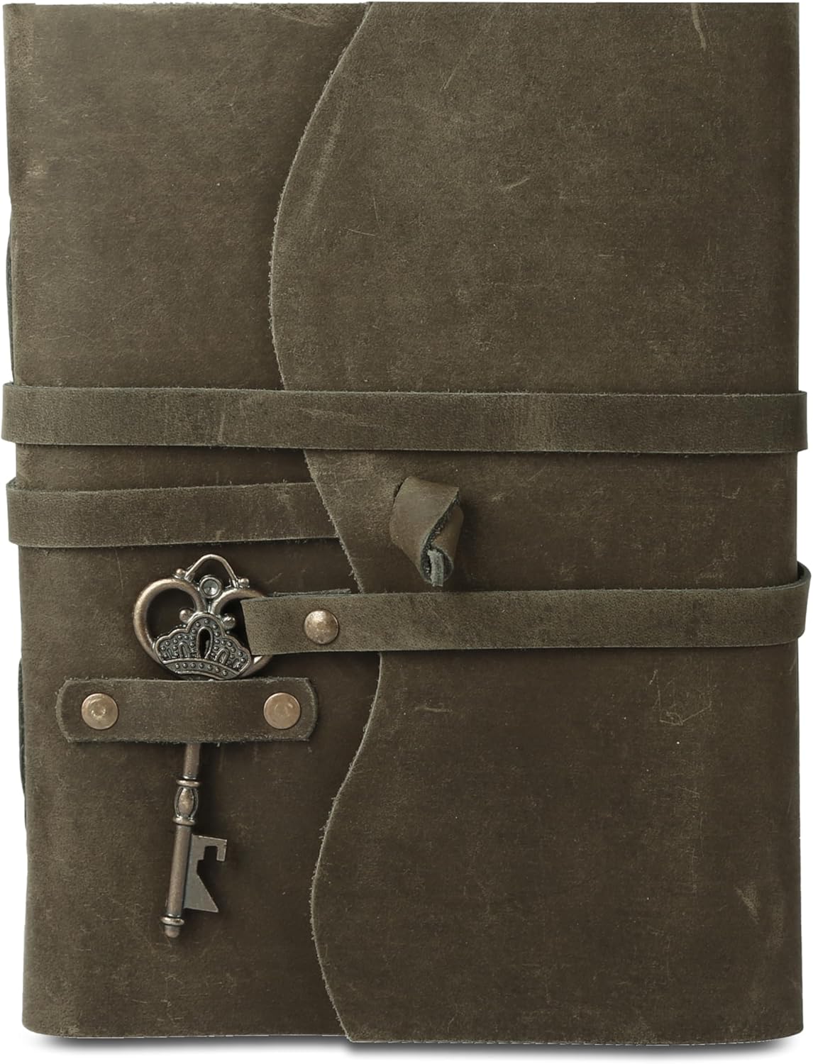 Leather Journal with Lined and Unlined Deckle Edge Paper 8x6 inch and Vintage Key | Handmade Writing Notebook Diary | Bound Daily Notepad for Men & Women Medium, Sketch/Writing pad for Artists