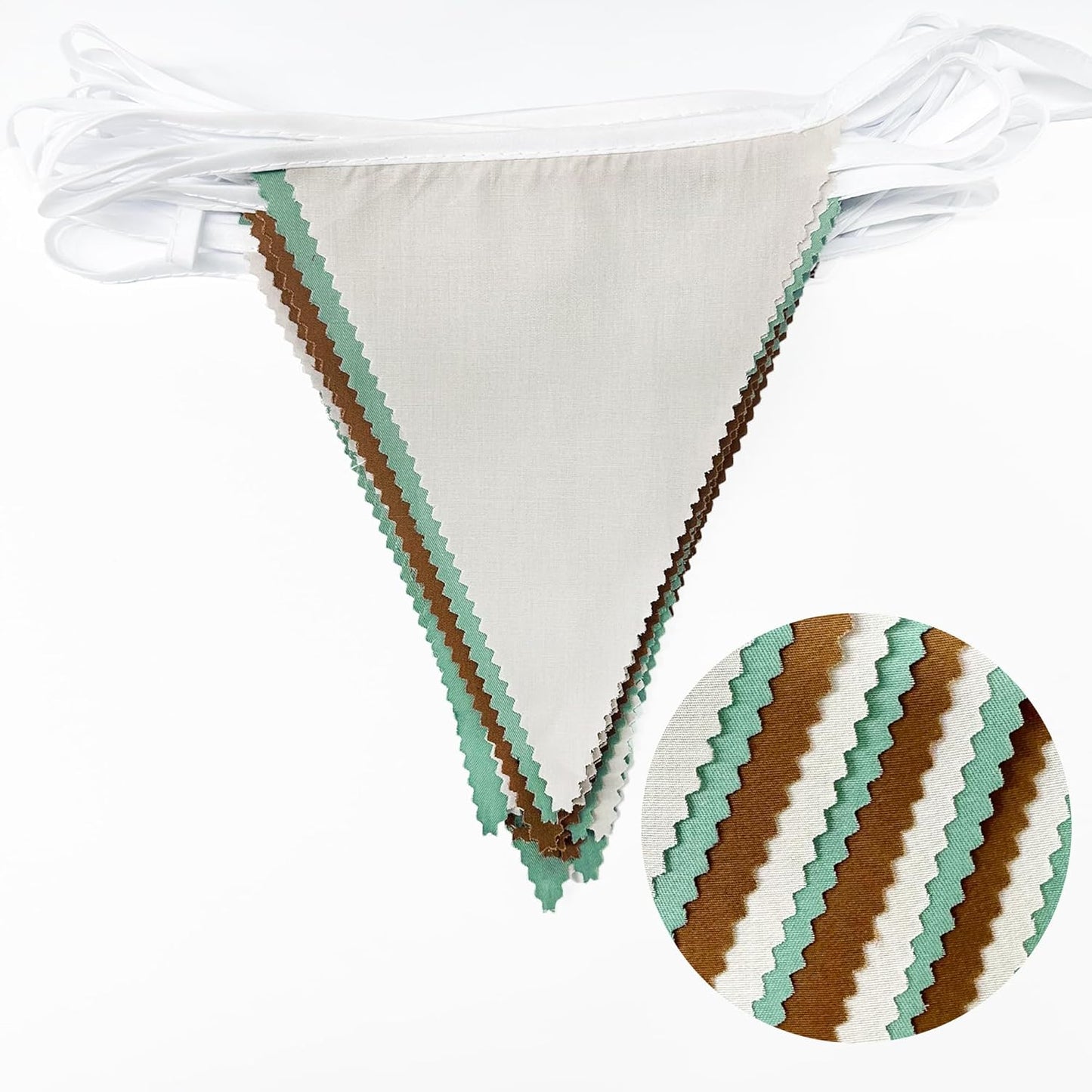 32Ft Sage Green Brown Party Decorations Retro Colored Triangle Flag Fabric Banner Pennant Bunting Garland Streamers for Birthday Wedding Baby Shower Jungle Safari Summer Christmas Outdoor Party Decor