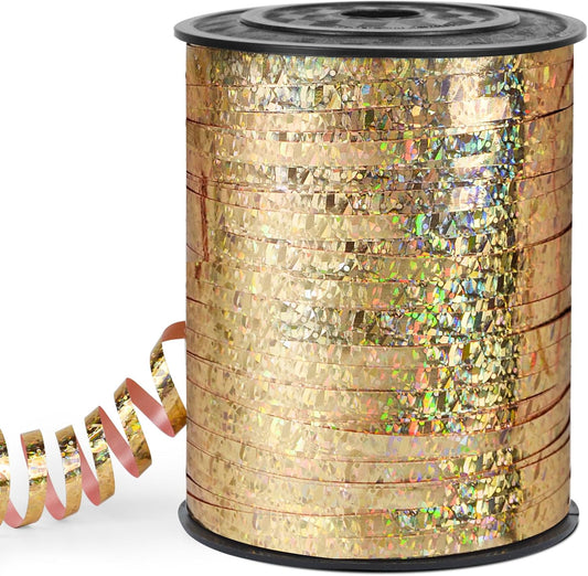 Rose Gold Curling Ribbon - 500 Yard Shiny Metallic Curly Gift Wrapping Ribbon for Florist Flowers