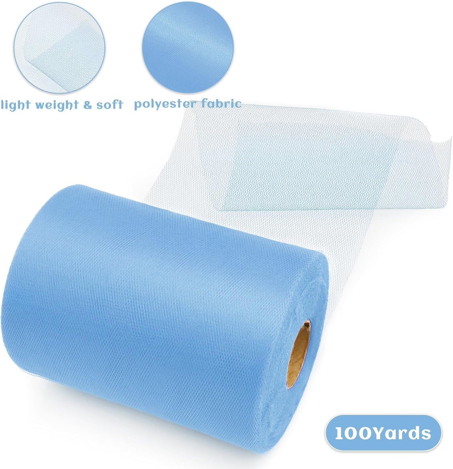 6 Inch × 100 Yards(300 Feet) Tulle Mesh Ribbon Dusty Blue Tulle Fabric Ribbon Roll Netting Spool for Tutu Skirt DIY Craft Wedding Decor Party Gift Wrapping Ornaments