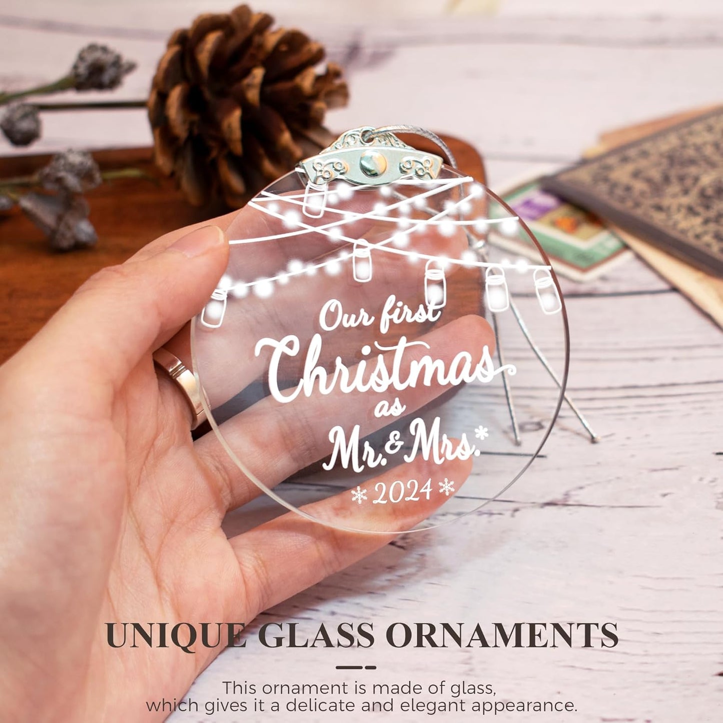 Wedding Gifts for Couples: First Christmas Married Ornaments 2024, 1st Christmas as Mr & Mrs Ornament, Bachelorette & Bride Gifts, Bridal Shower & Newlywed