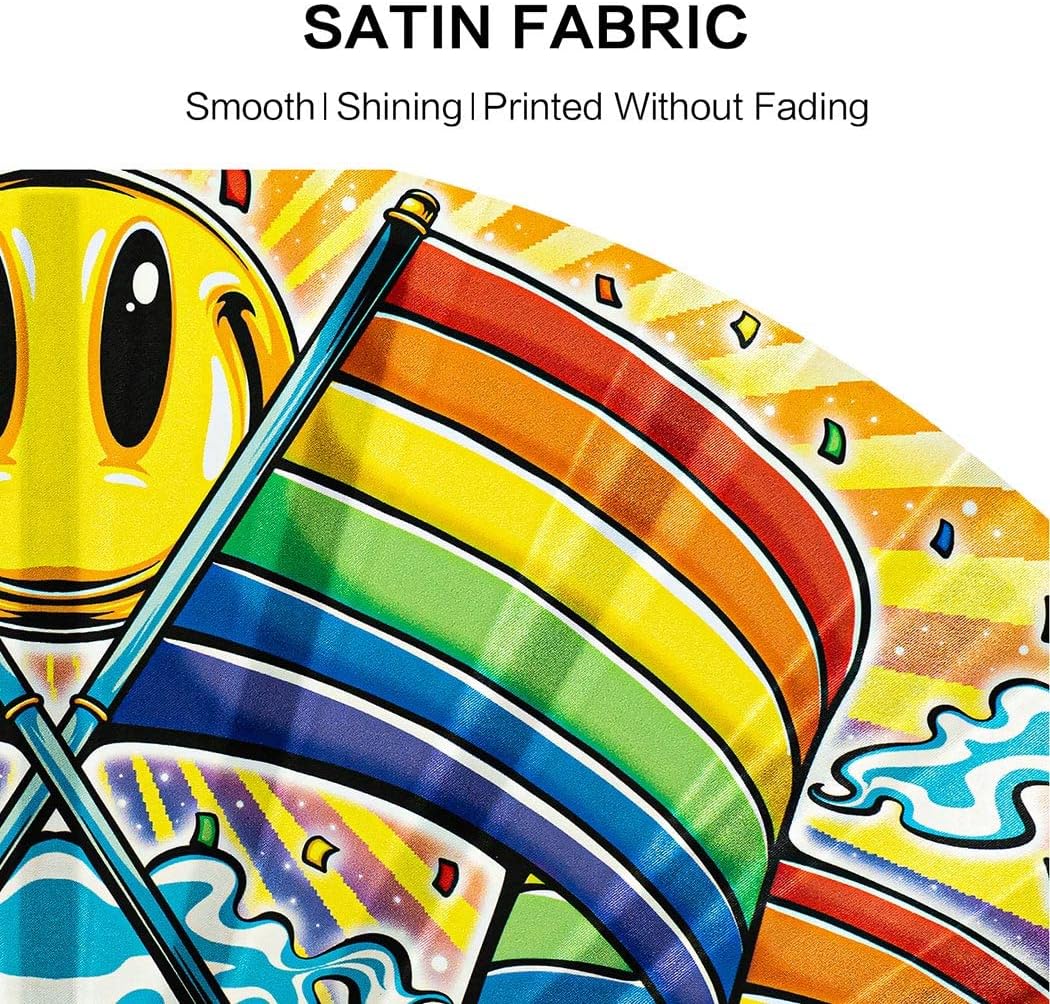 13" Large Rave Fan Bamboo, Folding Clack Hand Fans Foldable for Men Women, Boots on the Ground Poping Fan for EDM Festival Line Dance Decoration, (Rainbow, Large 13")