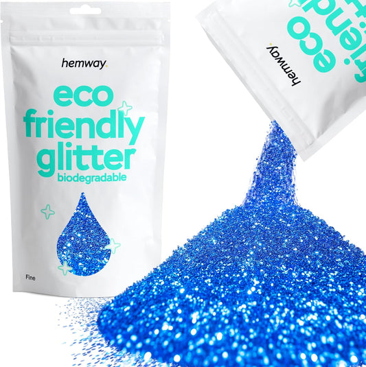 Hemway Biodegradable Glitter Eco Friendly - 100g/3.5oz Bio Cosmetic Safe Sparkle Vegan for Face Eyeshadow Body Hair Festival Makeup Craft - Fine (1/64" 0.015" 0.4mm) - Sapphire Blue