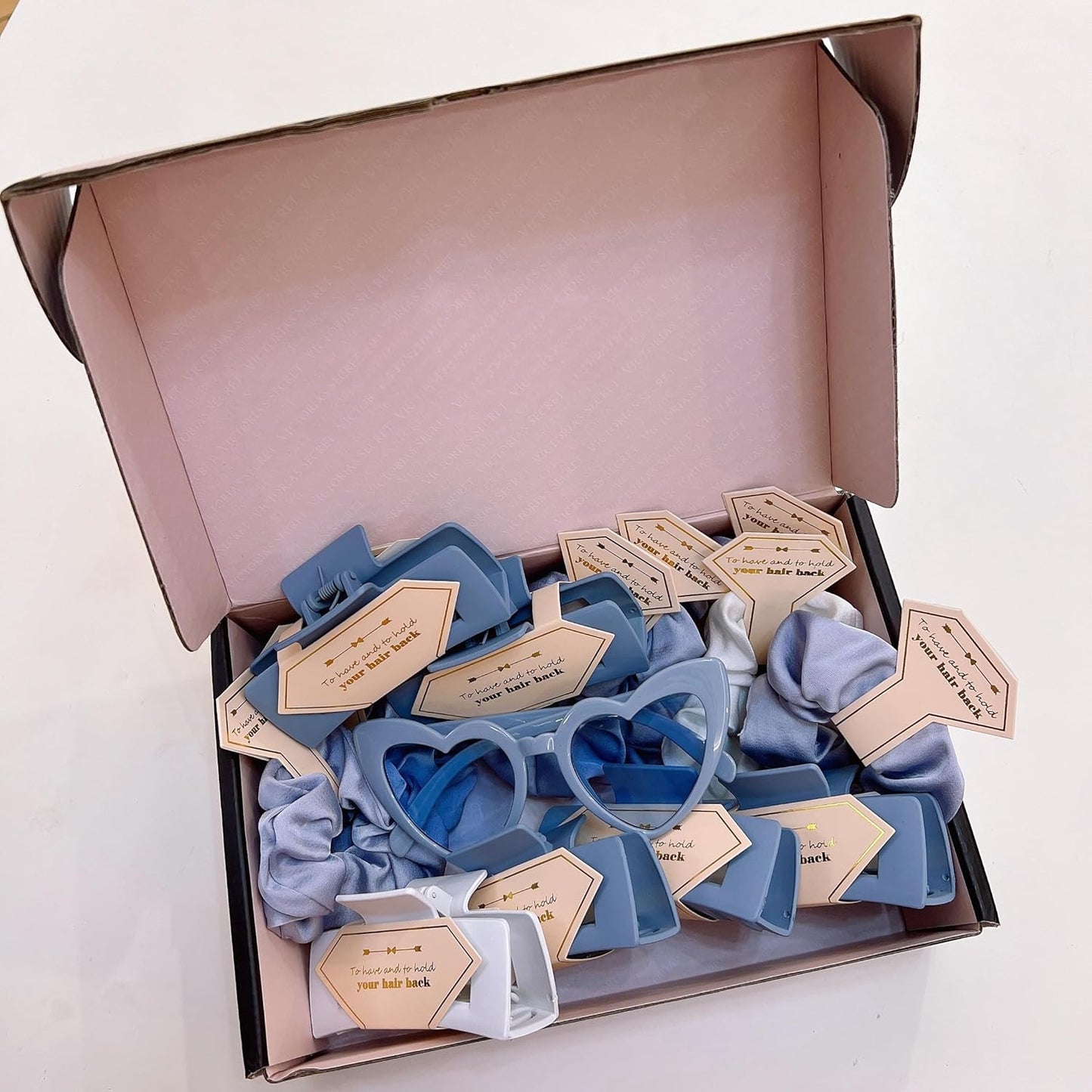 Bridesmaid Scrunchies Proposal Gifts Bachelorette Hair Claws Clips Girls heart sunglasses for Wedding Party Favors (40,blue)