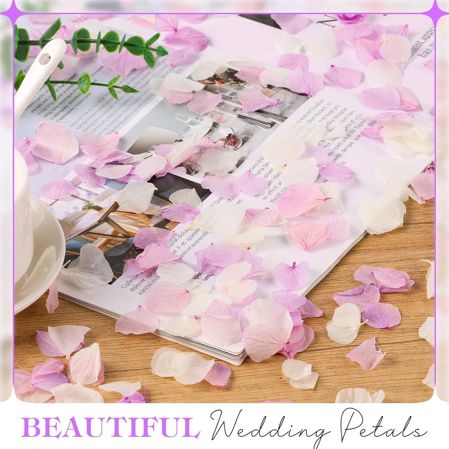 2500 PCS Purple and White Hydrangea Petals 100% Natural Real Flower Petals for Wedding Aisle, Flower Girl Scattering Flowers, Will You Marry Me, Romantic Night, Proposal, Anniversary, Special Night