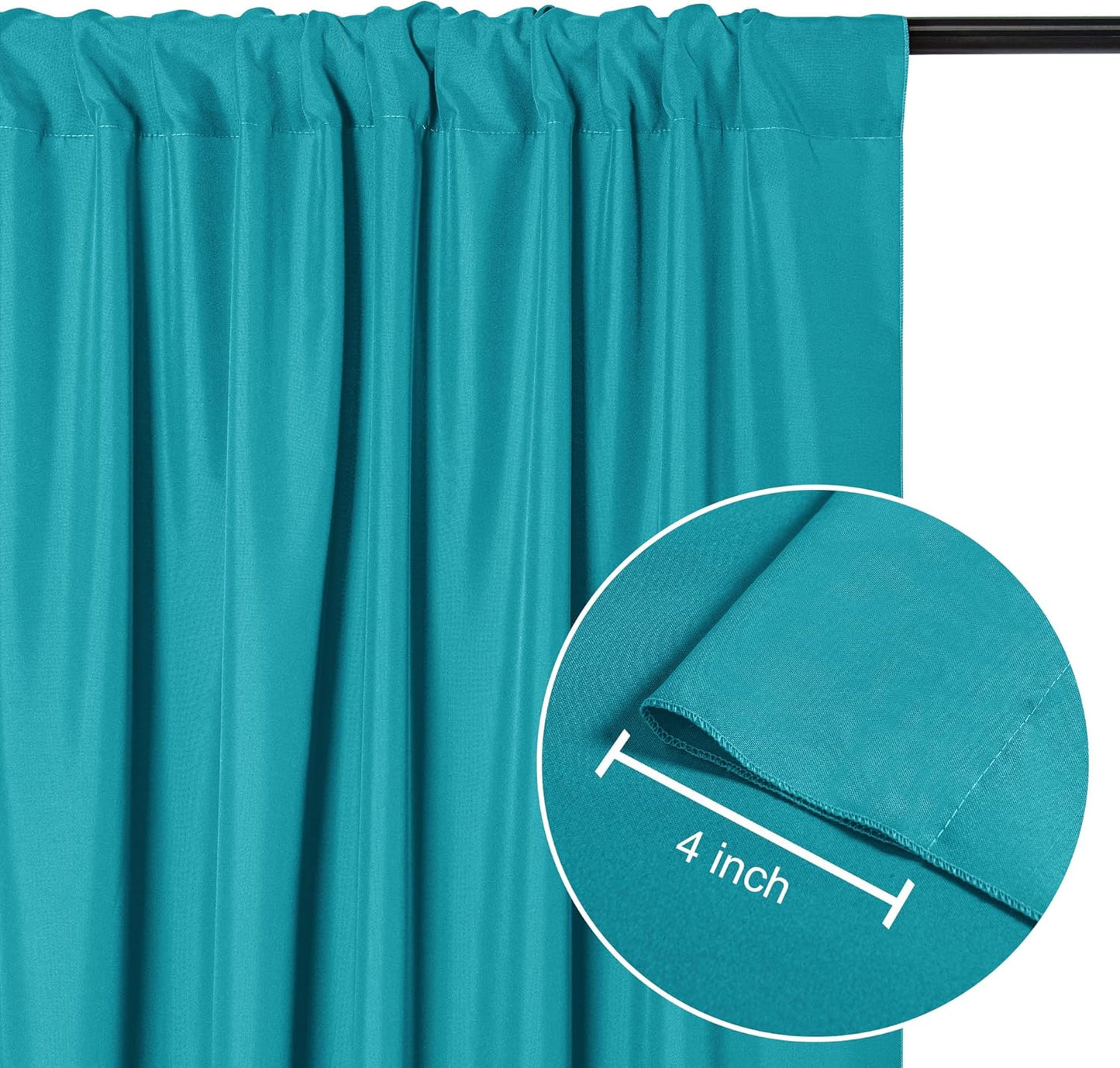 DWCN 10x10 FT Turquoise Backdrop Curtains for Parties, Photography Backdrop Drapes with Rod Pockets for Wedding Decorations Stage Birthday Family Gatherings, 2 Panels 5ft x 10ft