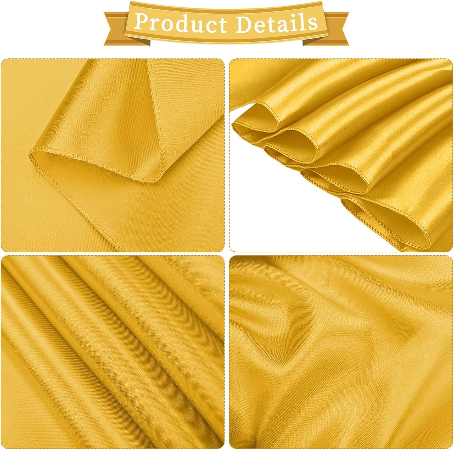 fani 120 PCS Gold Satin Chair Sashes Bows Universal Chair Cover for Wedding Reception Restaurant Event Decoration Banquet,Party,Hotel Event Decorations (7 x 108 inch)