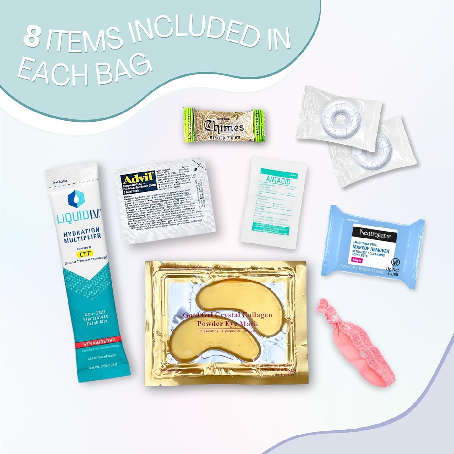 Hangover Kit (1 Pack) Pre Filled Party Favors, Goodie Bags, Gift for Bachelorette, Wedding, 21st Birthday, Girls Trip and All Celebrations