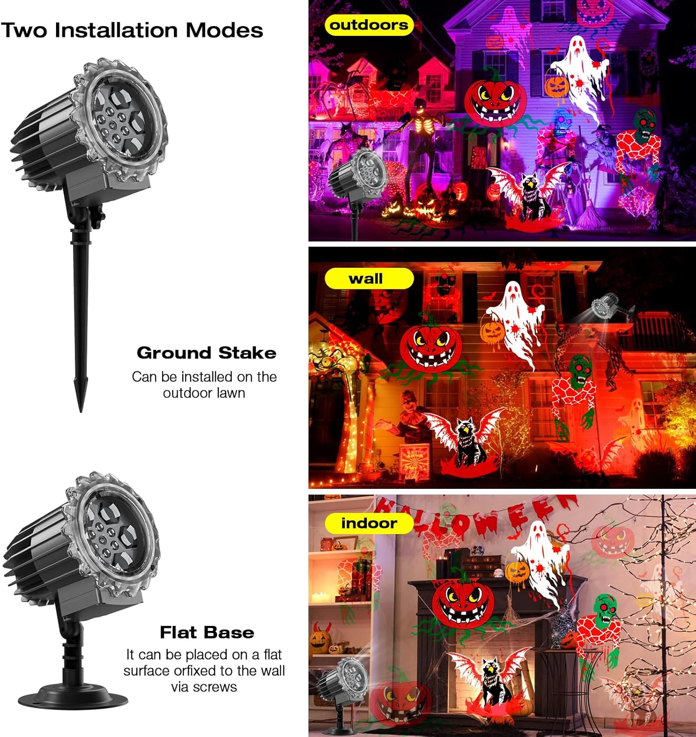 Halloween Light Projector Outdoor - LED Holiday Projector Lights with Auto Timer and Waterproof Design for Indoor Outdoor Yard, Patio, Garden, Party Decor