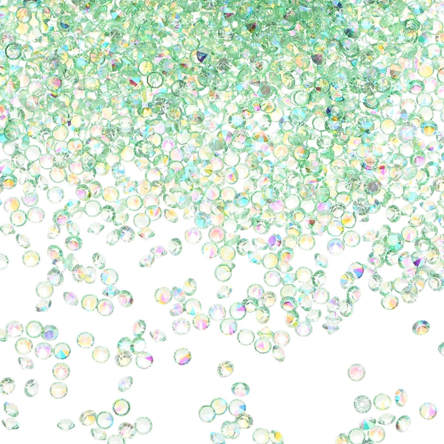 14400-Pack Acrylic Diamonds, 0.12 Inch/3mm Wedding Table Scatter Confetti Crystals for Vase Fillers/Art Craft, Acrylic Diamonds Gems [Green AB]