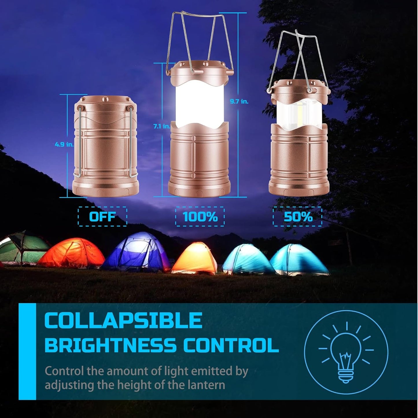 Lichamp LED Camping Lantern, 4 Pack Battery Powered Flashlight for Power Outages, Portable Collapsible Hanging Light Essential for Home, Outdoor, Emergency Lamp Survival Kit Gear for Hurricane,B4RG