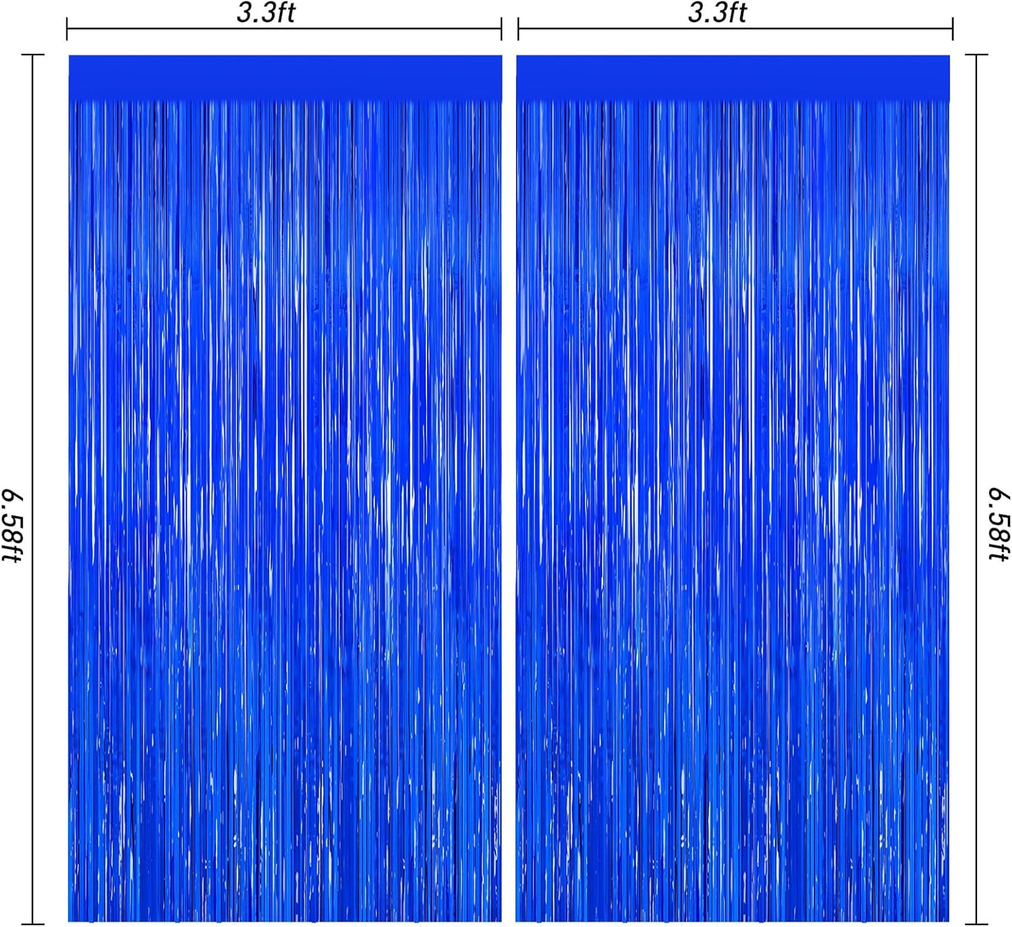 Blue Party Decorations, 2Pack Ocean Party Decor Supplies Blue Party Streamers Birthday Wedding Decorations Tinsel Foil Fringe Curtains Photo Booth Props Celebration Christmas New Year Decorations