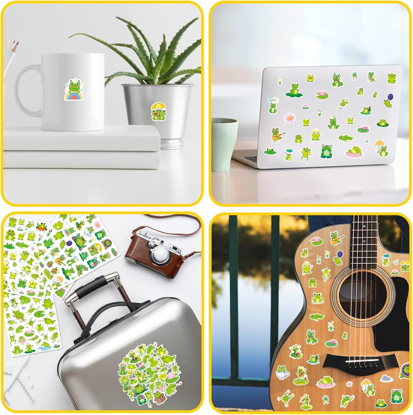 Frog Stickers Summer Spring Happy Honey Frog Decal Sticker 760 Counts Party Cute Gifts Goodie Bags Decor School Reward Birthday Party Favors Water Bottle Sticker Laptop Invitation Decor