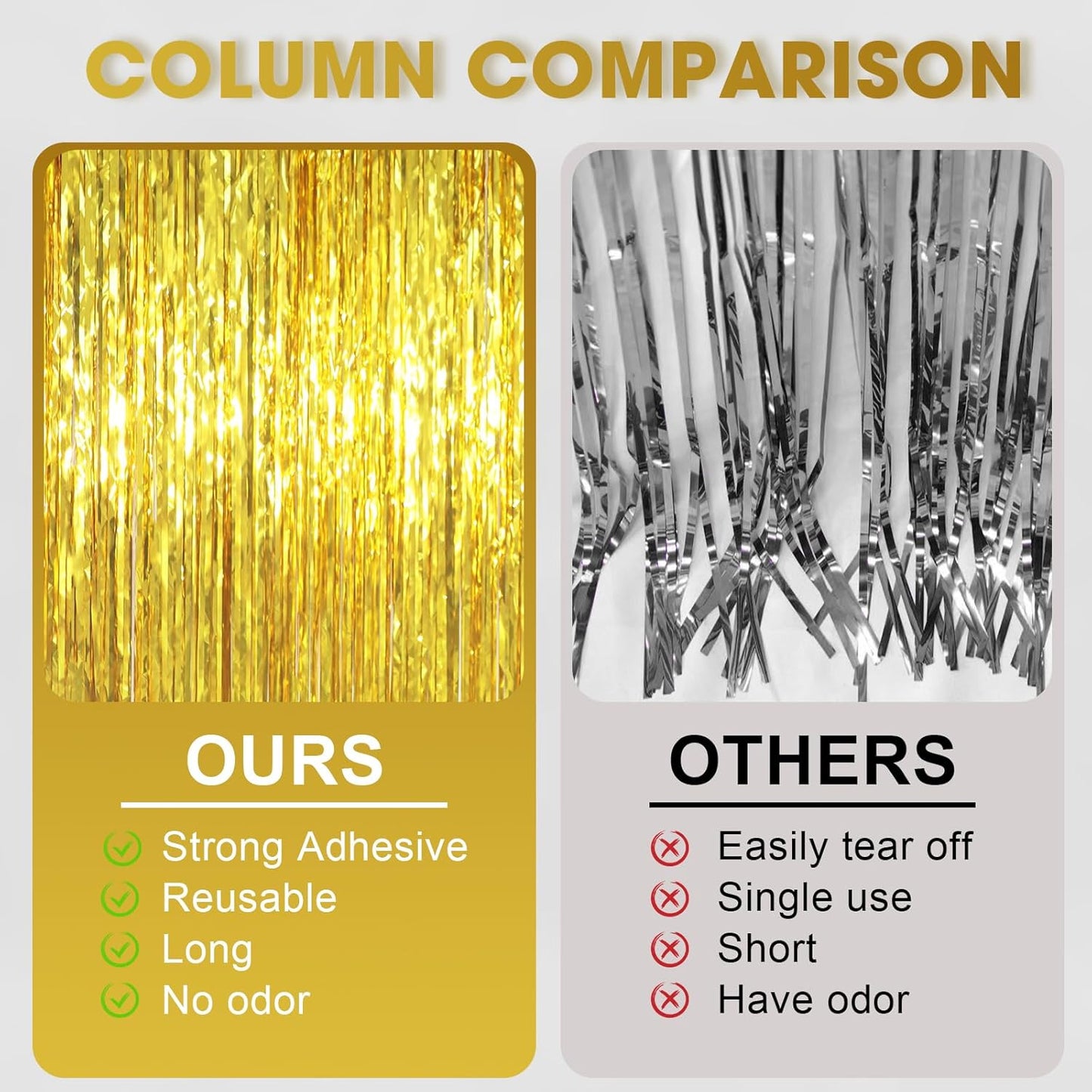 3 Pack 3.3 x 6.6 ft Gold Foil Fringe Backdrop Curtains, Tinsel Streamers Party Decorations, Fringe Backdrop for Birthday, Baby Shower, Gender Reveal, Graduation