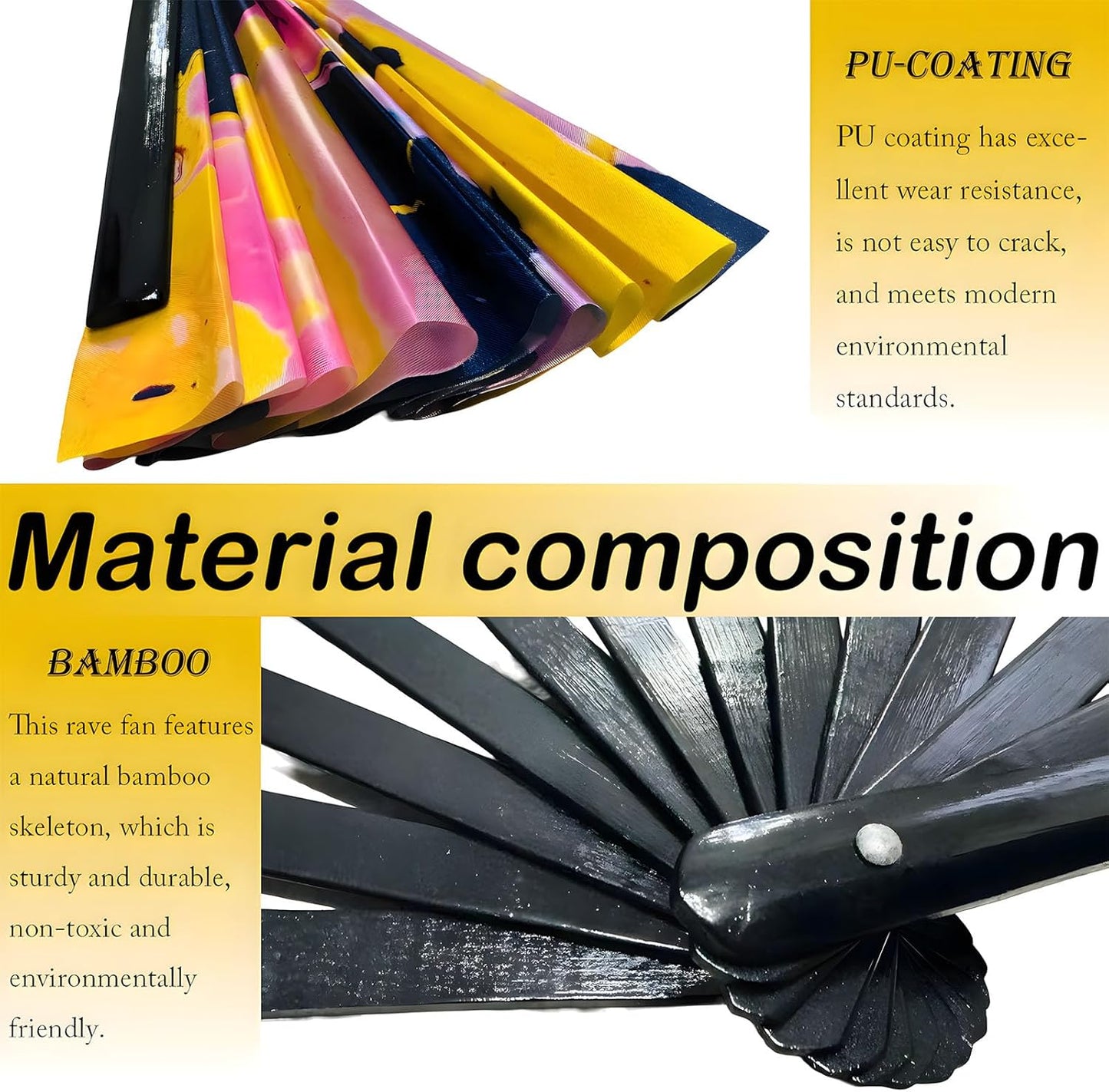 Large Folding Rave Fan Boots On The Ground Hand Fan Clacking Fans for Line Dancing Clack Fan for Raves, Concert, Festivals, Party, Gifts, Performance (Doodle)