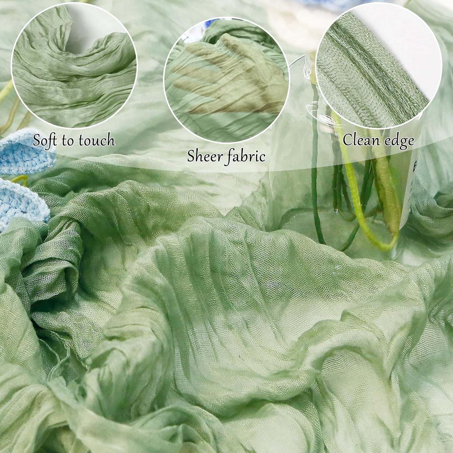 10-Pack Sage Green Cheesecloth Table Runners – 10FT (35x120 Inch) Boho Rustic Gauze Fabric Cheese Cloth Table Runner for Weddings, Baby Showers, Bridal Shower, Farmhouse & Birthday Party Decor