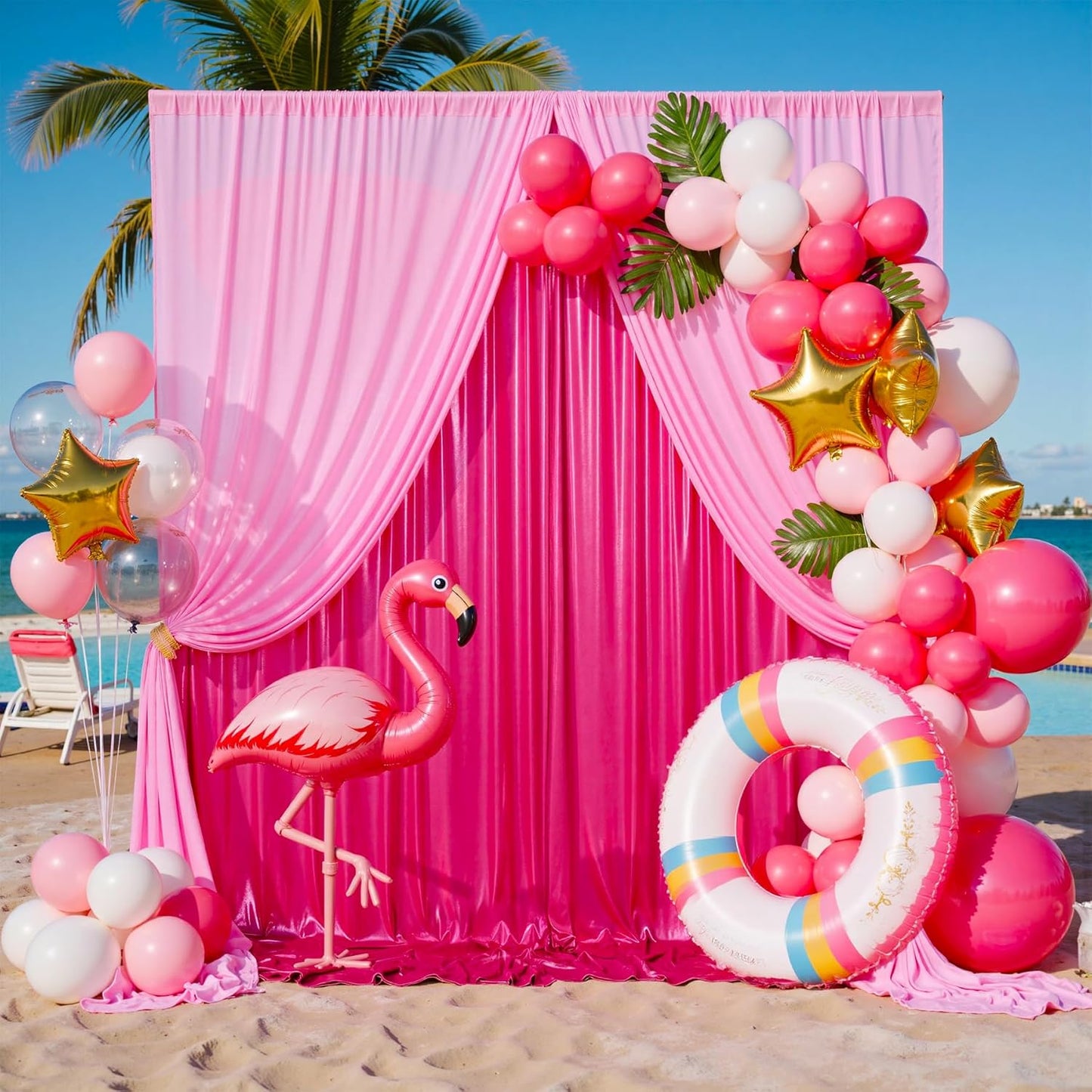 20x10FT Glitter Hot Pink Backdrop Curtain for Parties, Wrinkle Free Thick Fuchsia Sequin Backdrop, 4 Panels 5x10FT Shimmer Photo Back Drop Drapes for Barbie Party Wedding Photography Background