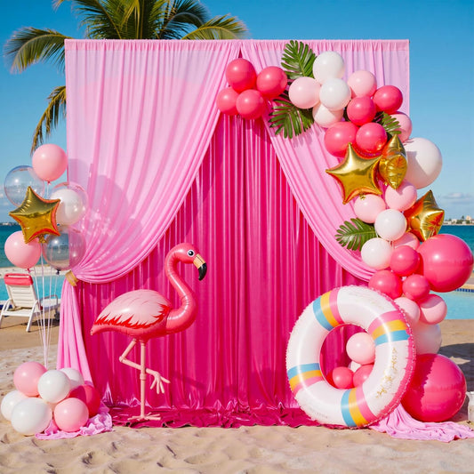 20x10FT Glitter Hot Pink Backdrop Curtain for Parties, Wrinkle Free Thick Fuchsia Sequin Backdrop, 4 Panels 5x10FT Shimmer Photo Back Drop Drapes for Barbie Party Wedding Photography Background