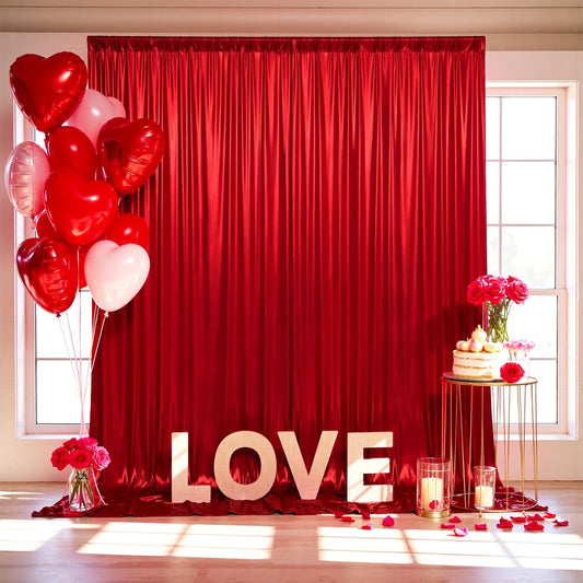 gogoparti 20x10FT Red Sequin Backdrop Curtain - 4 Panels of 5x10FT Wrinkle-Free Glitter Drapes for Photography, Birthdays, Weddings & Graduations