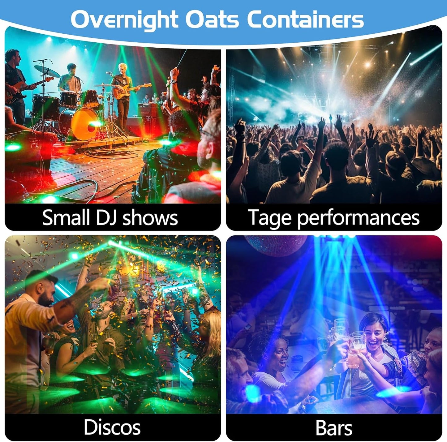 DJ Party Light, 150W RGBW 4in1 LEDs Stage Lights, DMX 512 Control Infinite Rotation With Sound Activated for Wedding, Party and Live House