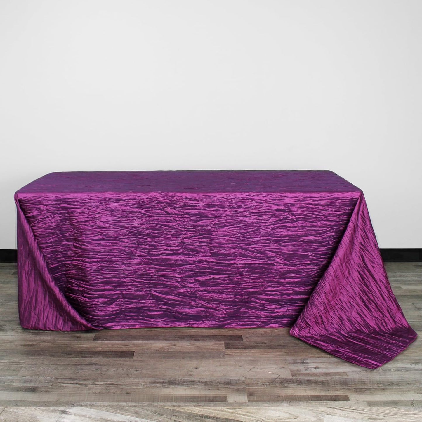 YOUR CHAIR COVERS - 90 x 132 inch Rectangular Crinkle Taffeta Tablecloth - Purple, Rectangle Table Linens for 6 ft Rectangular Tables, Wedding Crushed Table Cloth