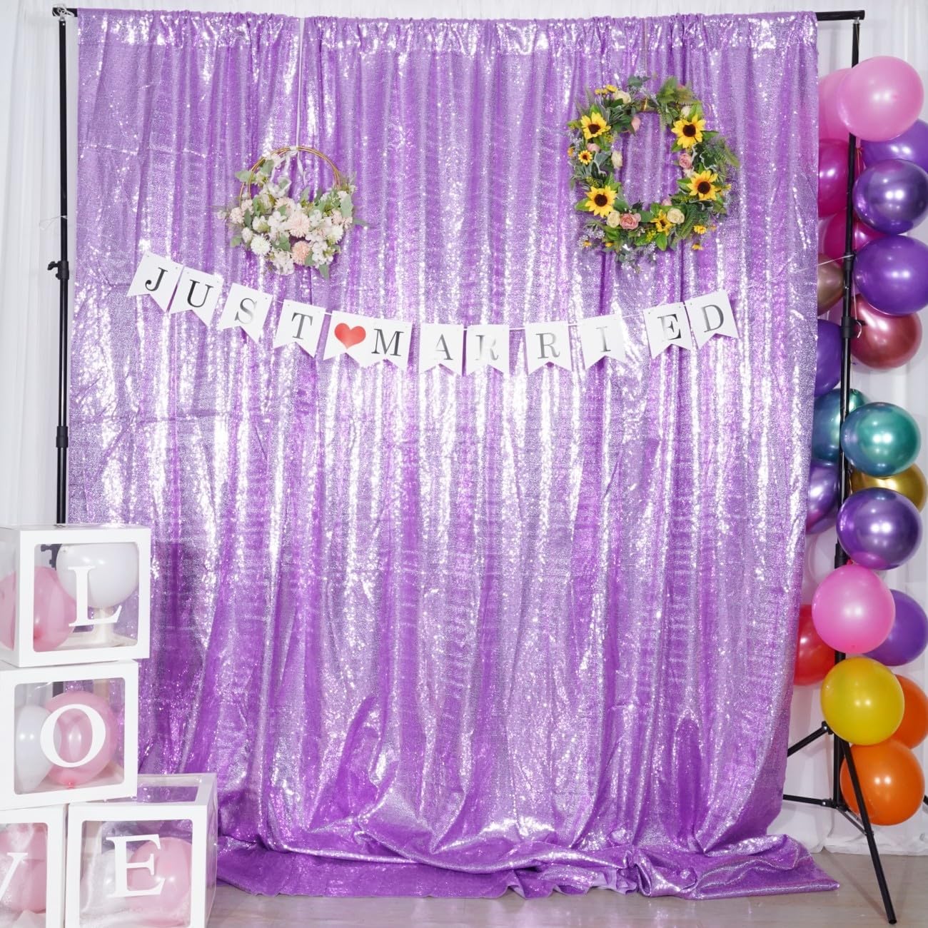 Poise3EHome 7Ft x 7Ft Lavender Sequin Backdrop, Glitter Thick Satin Sequin Background Drapes, Sequence Xmas Thanksgiving Backdrop for Wedding Party Holiday Festival Decor