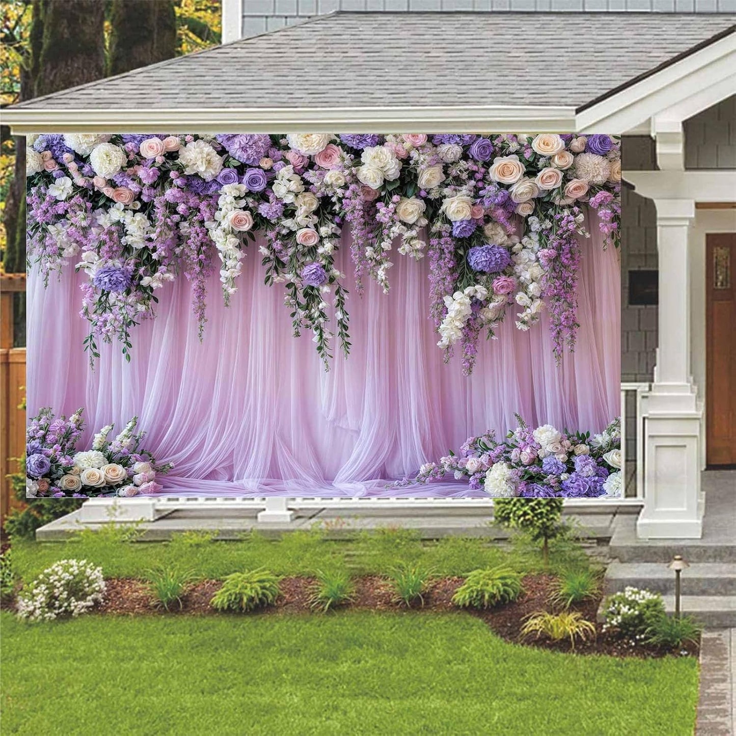 10x8ft Purple Lavender Floral Bridal Backdrop Wedding Flower Photography Backdrop for Girl Portrait Baby Shower Birthday Party Decor Banner Mother's Day Party Wall Backdrop Studio Photo Backgrounds