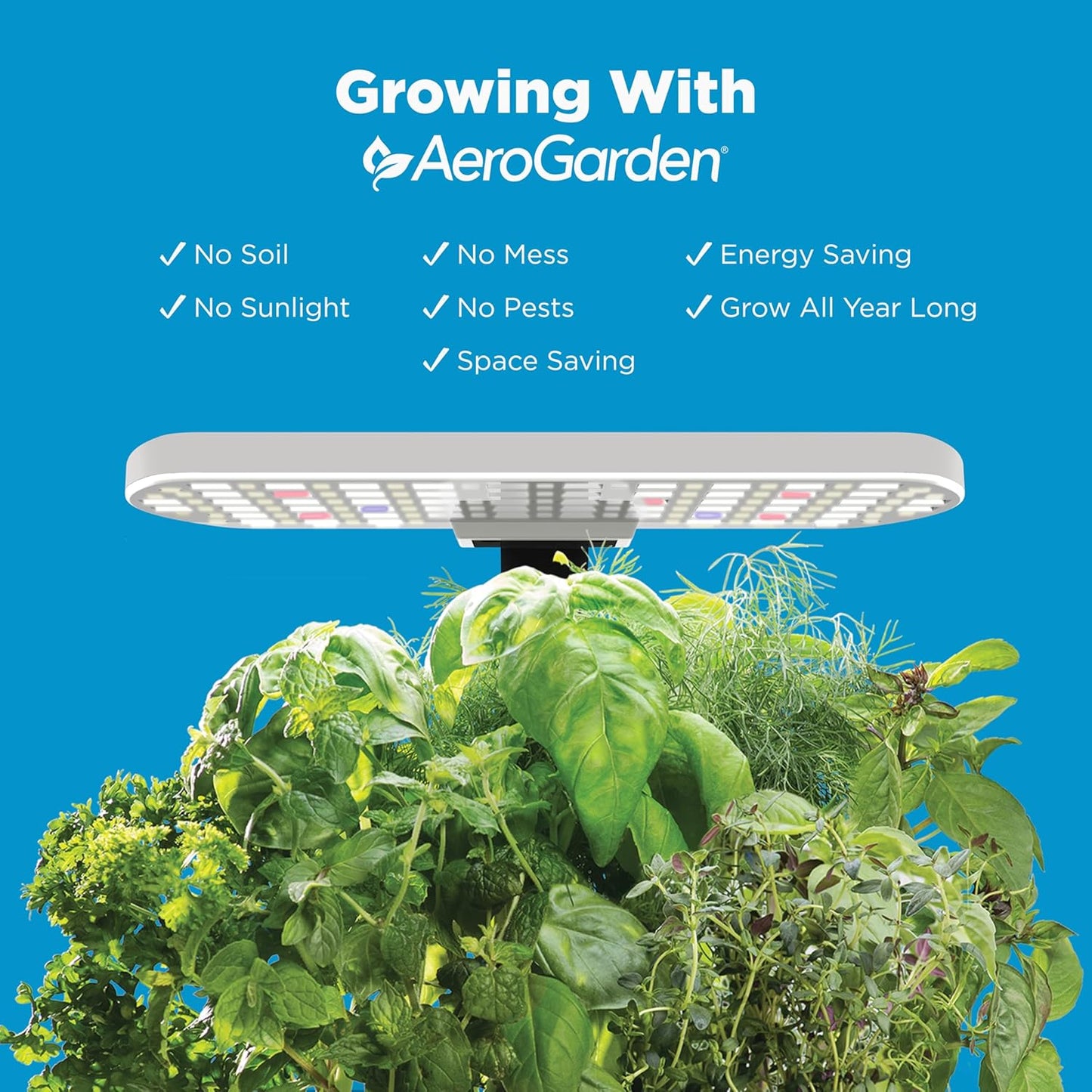 AeroGarden Harvest Lite, Indoor Garden Hydroponic System with LED Grow Light, Holds up to 6 AeroGarden Pods, Cream