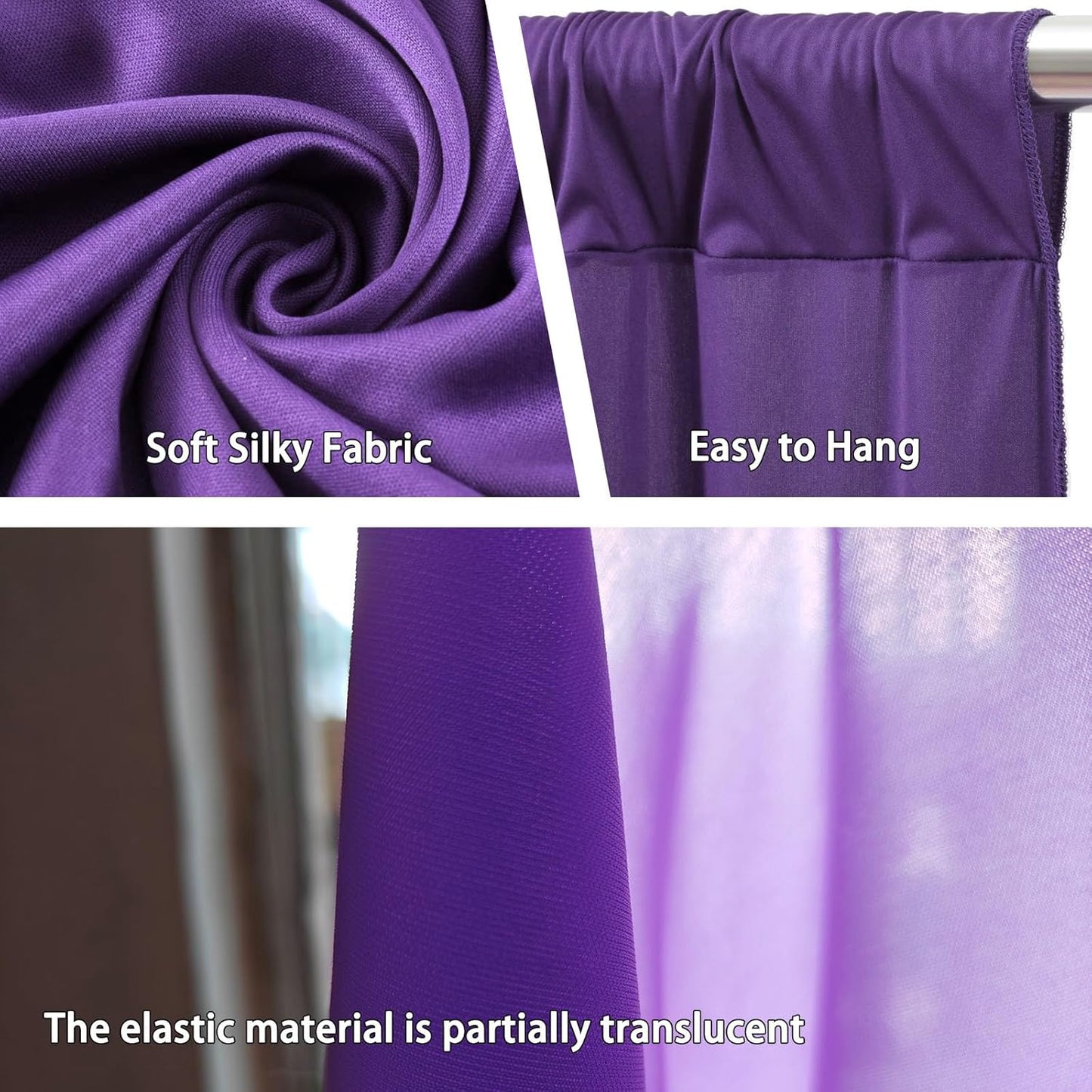 10 x 7 Feet Purple Backdrop Curtain for Partie, Background Curtains for Photoshoot, Birthday, Wedding, Halloween, Thanksgiving, Christmas Day, New Year Party Decorations 5Ft x 7Ft, 2 Panels
