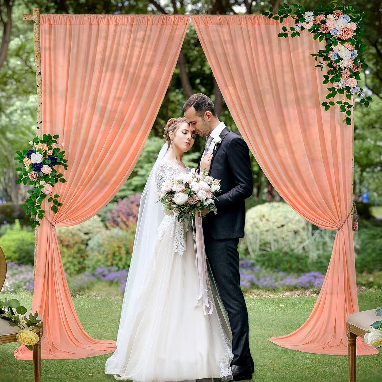 10 x 7 Feet Rose Gold Backdrop Curtain for Partie, Background Curtains for Photoshoot, Birthday, Wedding, Halloween, Thanksgiving, Christmas Day, New Year Party Decorations 5Ft x 7Ft, 2 Panels