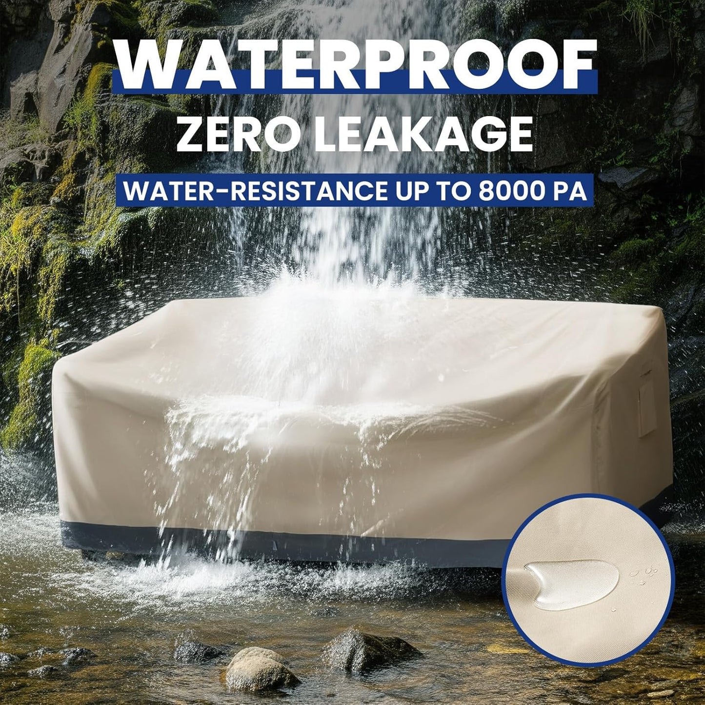 Extra Heavy Duty Outdoor Couch Cover Waterproof, Large 3-Seater Patio Sofa Cover, Lawn Patio Furniture Covers with Air Vent, 85"W x 37"D x 35"H