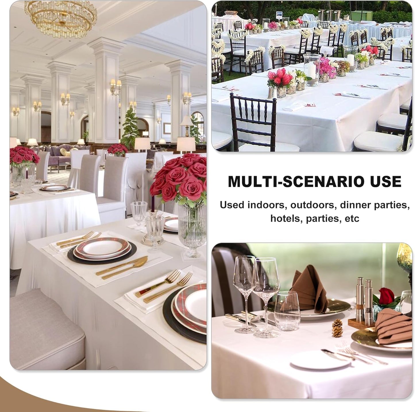 Fitable Ivory Rectangle Table Clothes, 6 Pack - 90 x 156 Inch - Reusable and Washable Tablecloths, Polyester Fabric Table Covers for Wedding, Party, Banquet, Formal Events