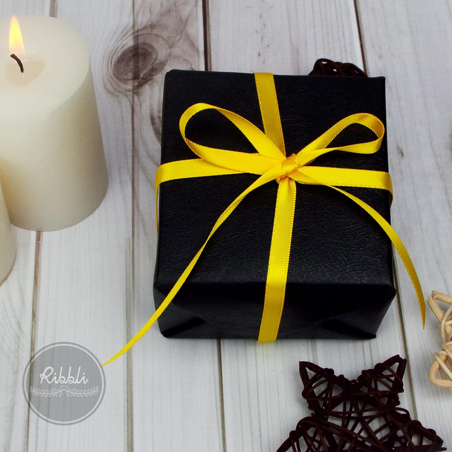 Ribbli Maize Yellow Double Faced Satin Ribbon,1/4” x Continuous 25 Yards,Use for Bows Bouquet,Gift Wrapping,Baby Shower,Floral Arrangement