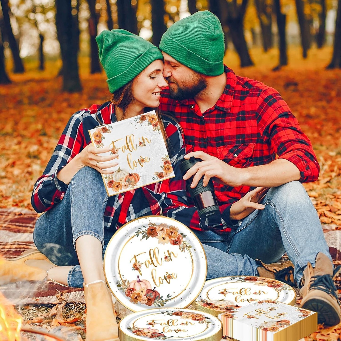 Fall In Love Bridal Shower Decorations - 60Pc Set Includes Plates, Napkins & More for Engagement Parties