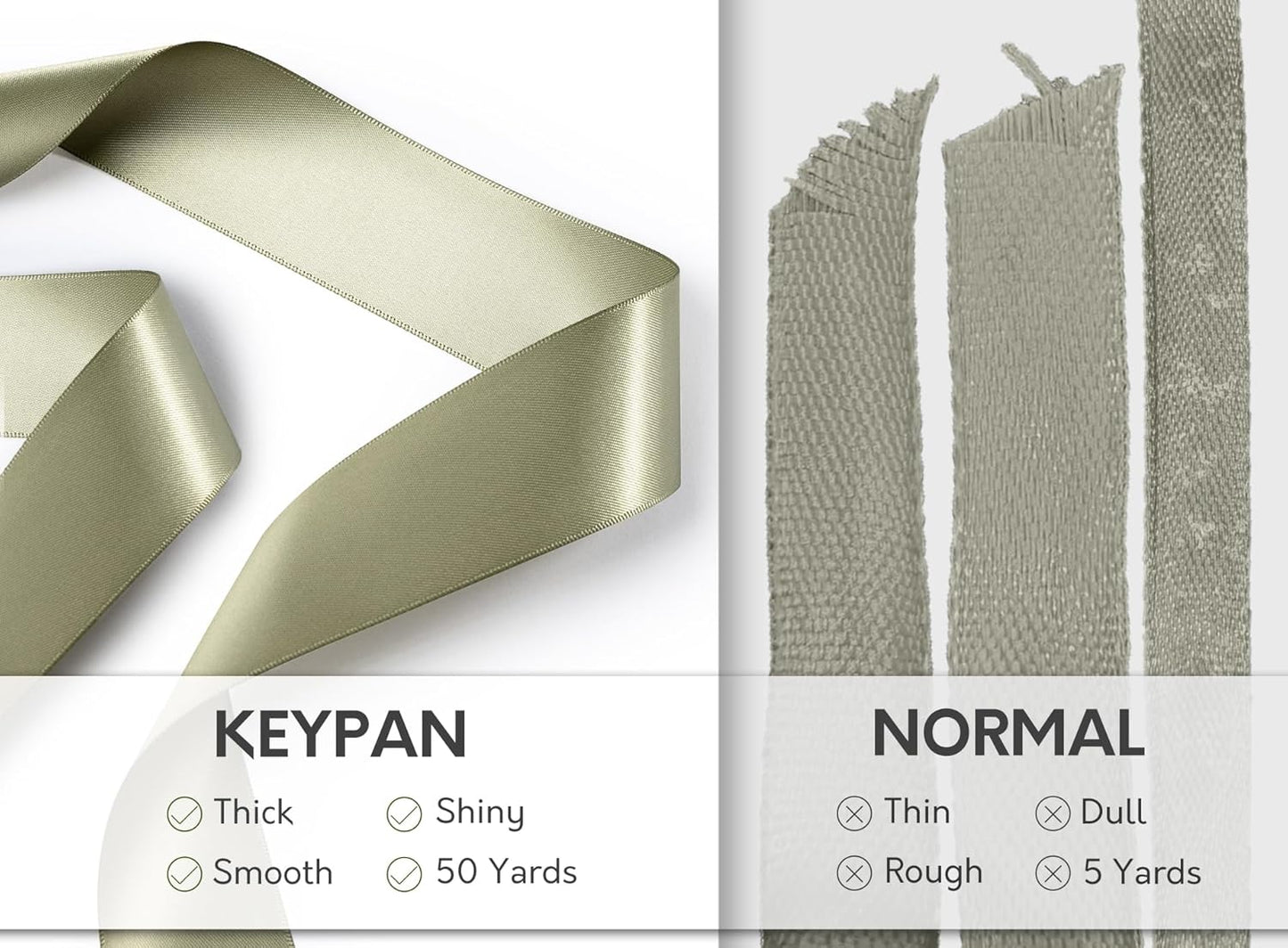 Sage Green Satin Ribbon 1-1/2 Inch x 50 Yards Double-Faced Ribbons for Gift Wrapping Crafts Flower Bouquet Wedding Paper Bows Invitations