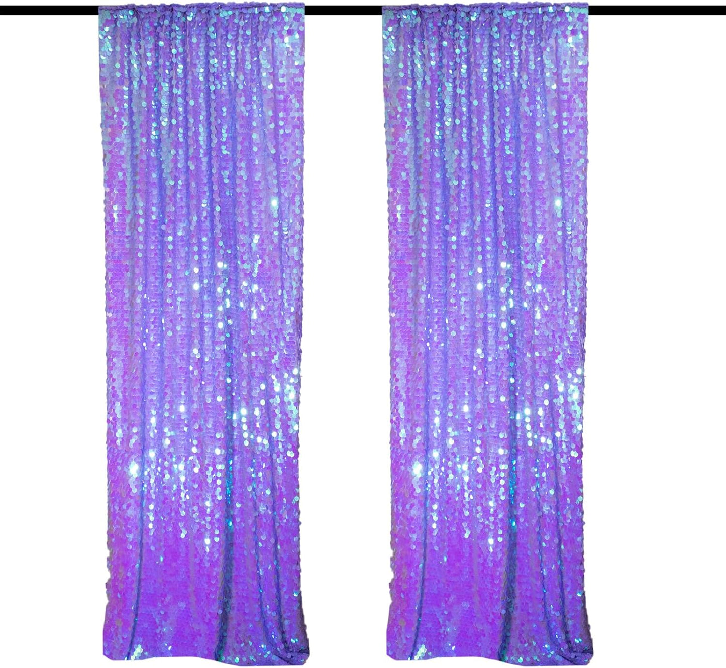 JYFLZQ Lavender Payette Sequin Backdrop Curtains 4ft x 8ft 2 Panels Purple Shimmer Backdrop Big Sequin Background Drapes Thick Glitter Photo Booth Backdrops for Girls Parties
