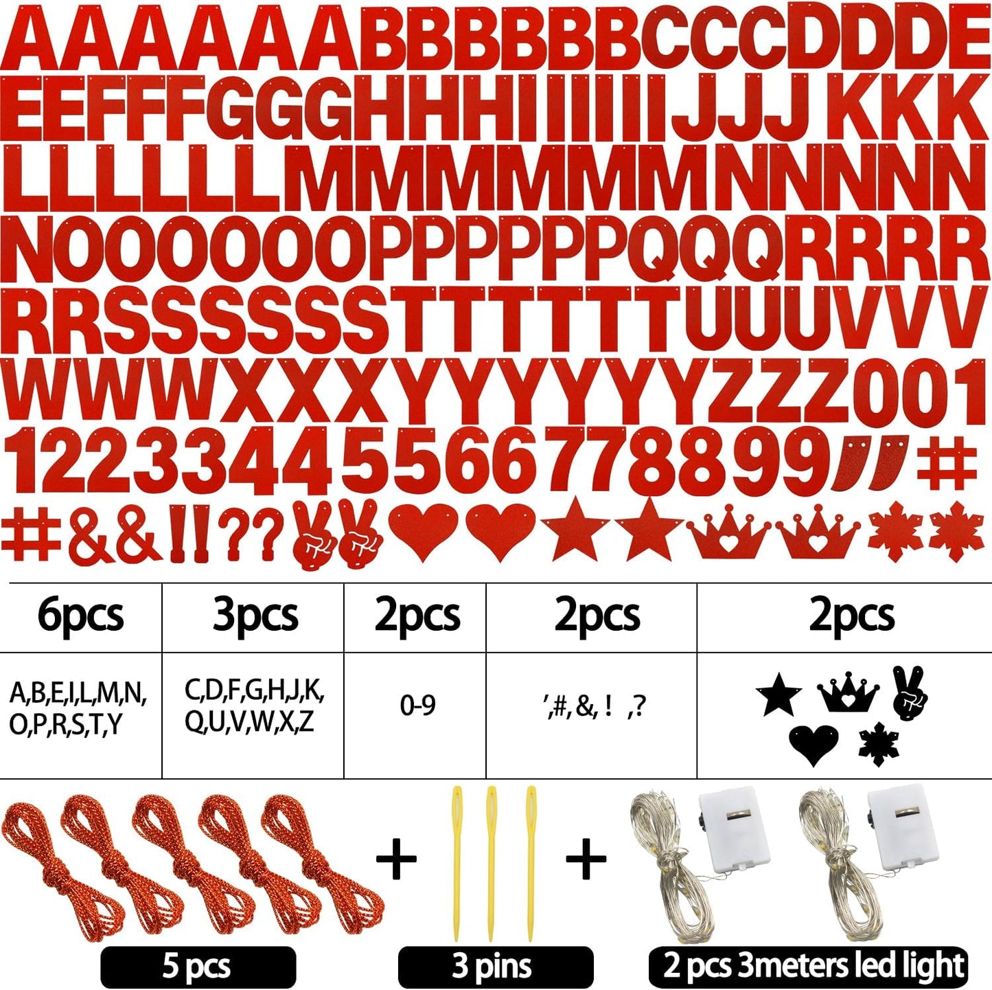 167Pcs DIY Glitter Customizable Banner Kit Happy Birthday Custom Letter Banners Happy Valentine's Day Banners Love Heart Personalized Banner Decor Birthday Party Decorations Supplies(Glitter Red)