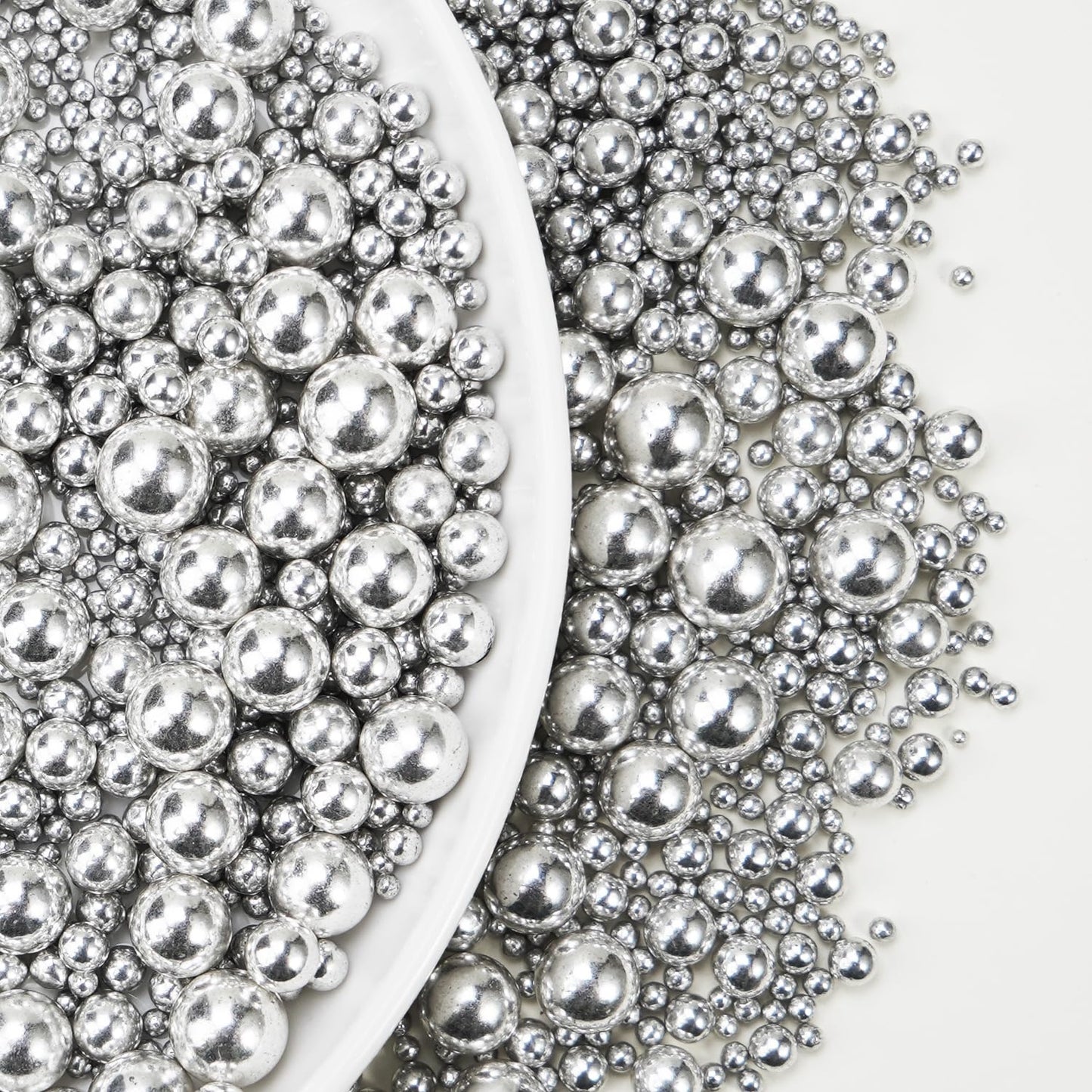 Silver Pearl Sugar Sprinkles for Cake Decorating, 150g/5.29oz Mix Size, Edible Candy Pearls, Cake Decorations, Cupcakes & Cake Toppers, Holiday, Wedding Party, Easter, Christmas Supplies